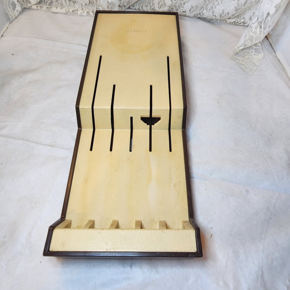 CUTCO Knife Fork Holder 5 Slot #1742 Plastic Tray Drawer Wall Mount Brown Tan